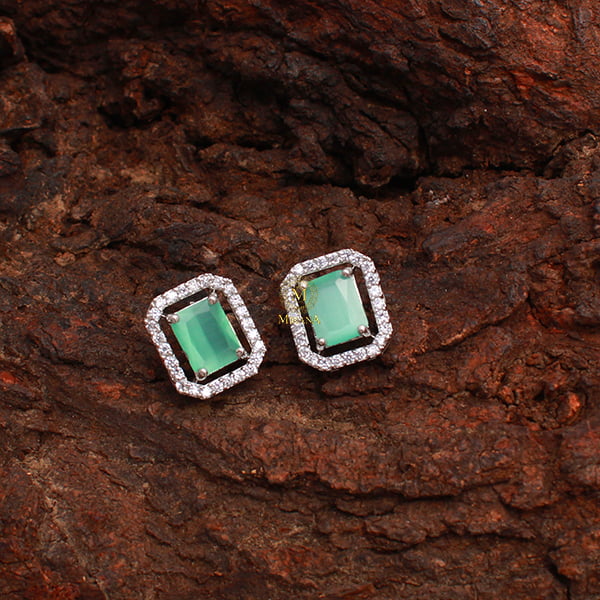 Octo Pastel Green CZ Designer Studs