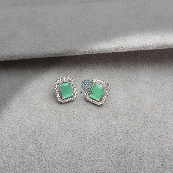Octo Pastel Green CZ Designer Studs