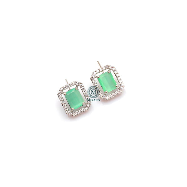 Octo Pastel Green CZ Designer Studs