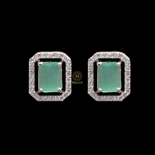 Octo Pastel Green CZ Designer Studs