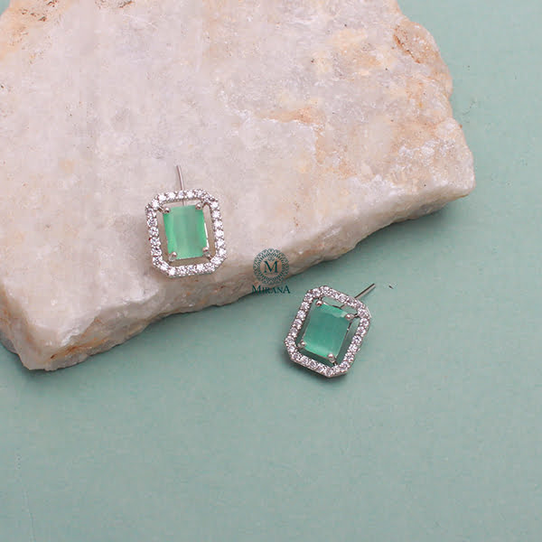 Octo Pastel Green CZ Designer Studs