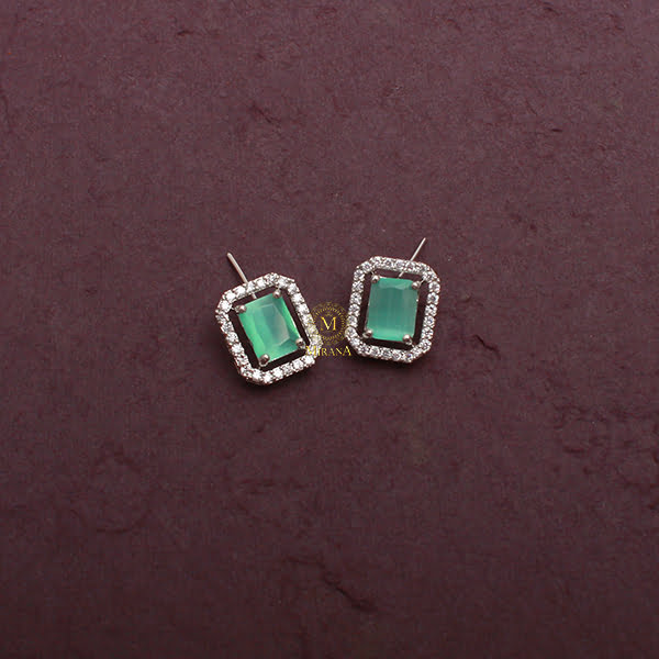 Octo Pastel Green CZ Designer Studs