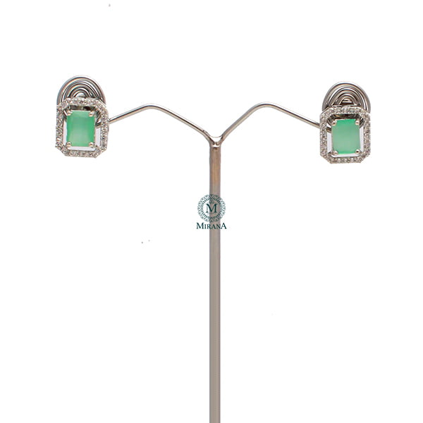 Octo Pastel Green CZ Designer Studs