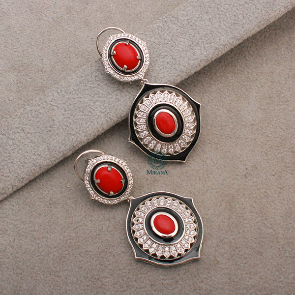 Nora Red CZ Designer Earrings