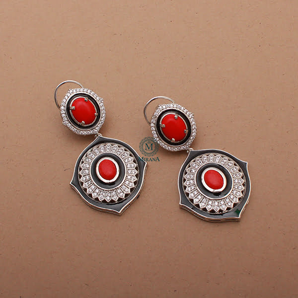 Nora Red CZ Designer Earrings