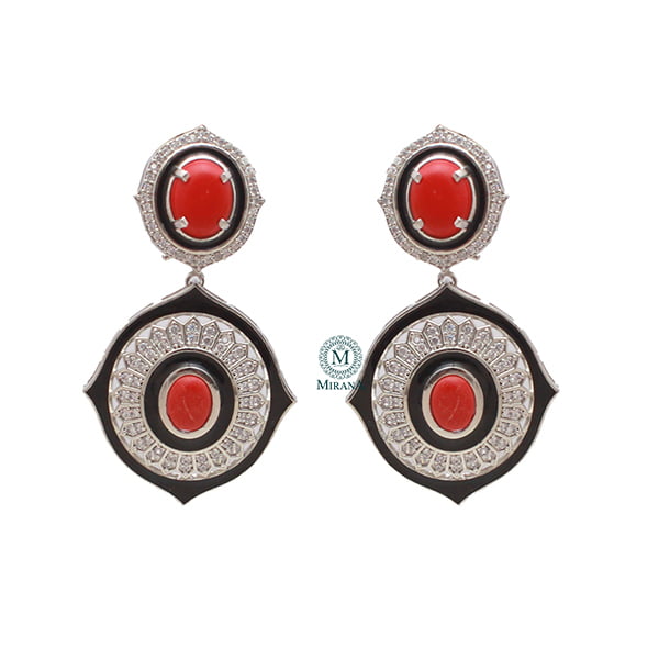 Nora Red CZ Designer Earrings