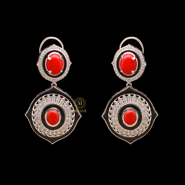 Nora Red CZ Designer Earrings