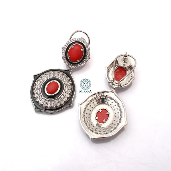 Nora Red CZ Designer Earrings