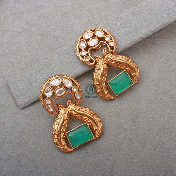 Saina Pastel Green Polki Designer Earrings