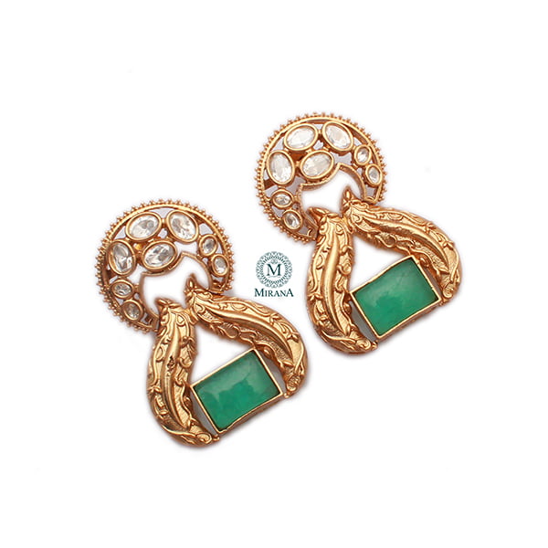 Saina Pastel Green Polki Designer Earrings