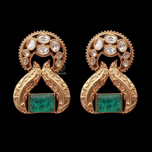 Saina Pastel Green Polki Designer Earrings