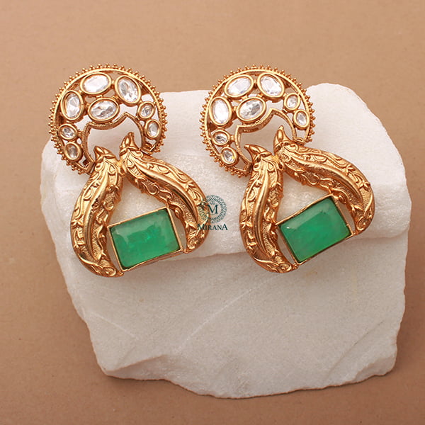 Saina Pastel Green Polki Designer Earrings