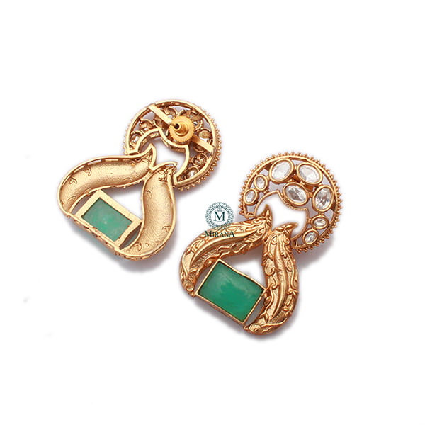 Saina Pastel Green Polki Designer Earrings