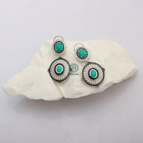 Nora Turquoise CZ Designer Earrings