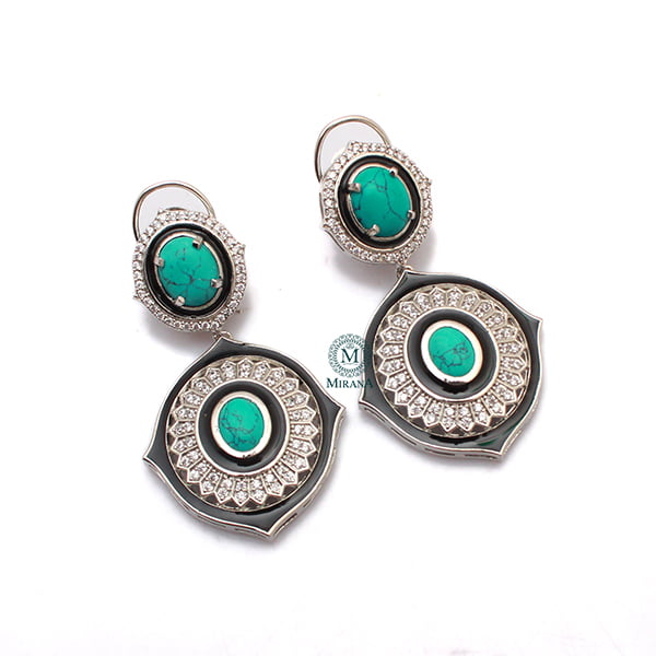 Nora Turquoise CZ Designer Earrings