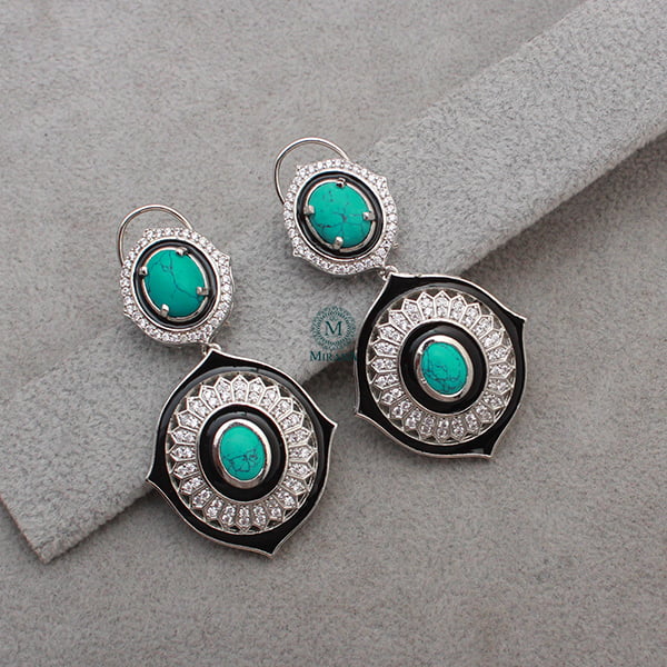 Nora Turquoise CZ Designer Earrings
