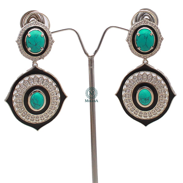 Nora Turquoise CZ Designer Earrings