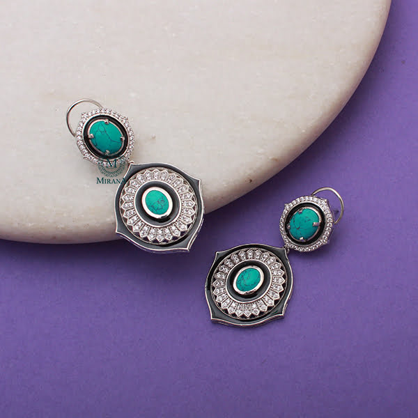 Nora Turquoise CZ Designer Earrings
