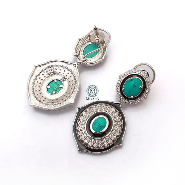 Nora Turquoise CZ Designer Earrings