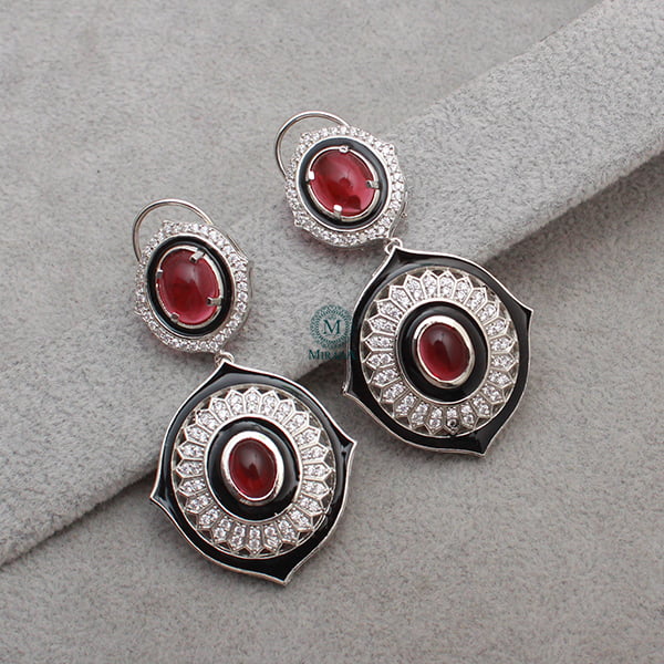 Nora Ruby CZ Designer Earrings