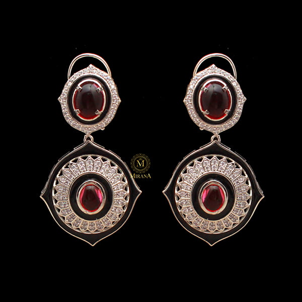 Nora Ruby CZ Designer Earrings