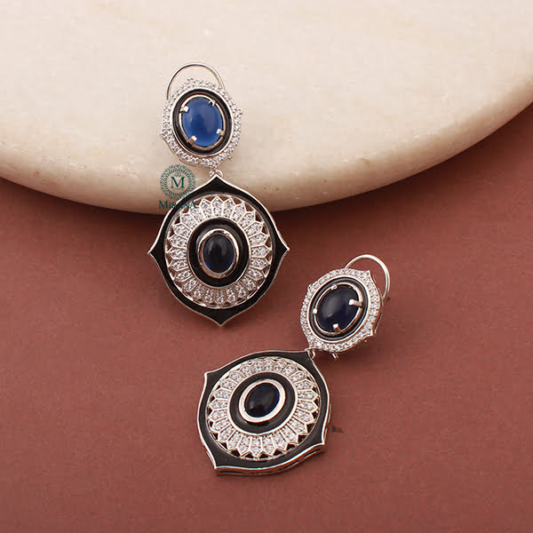 Nora Sapphire Blue CZ Designer Earrings