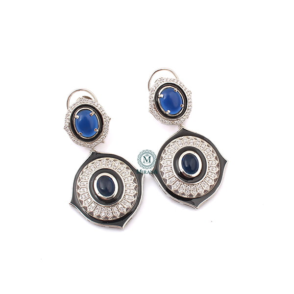 Nora Sapphire Blue CZ Designer Earrings