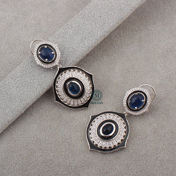 Nora Sapphire Blue CZ Designer Earrings