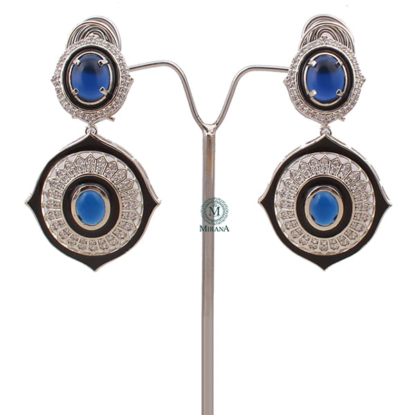 Nora Sapphire Blue CZ Designer Earrings