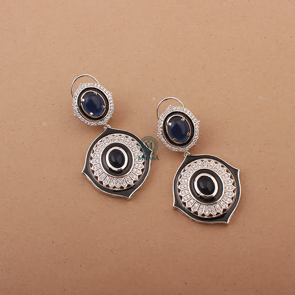 Nora Sapphire Blue CZ Designer Earrings