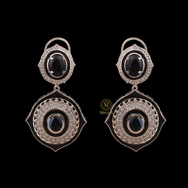 Nora Sapphire Blue CZ Designer Earrings