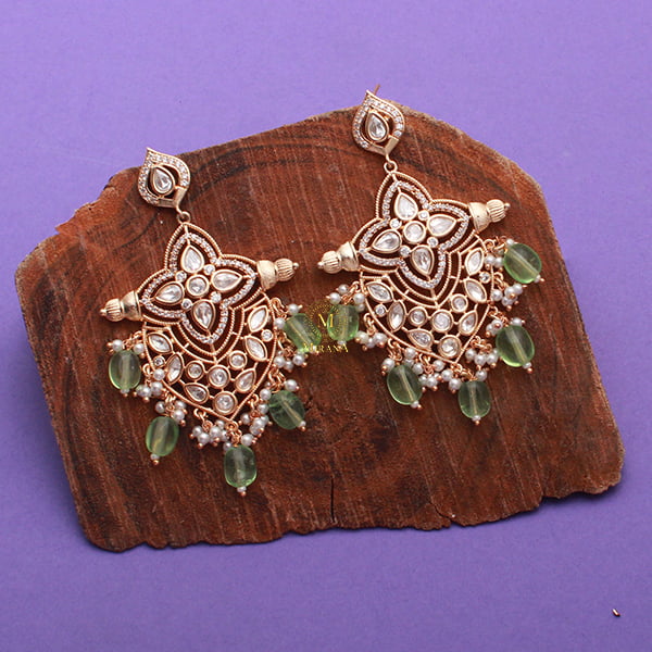 Malavi Pastel Green Polki Designer Earrings