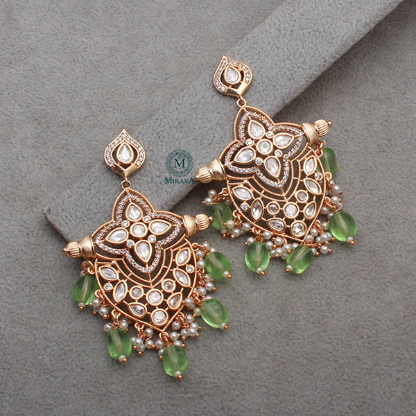 Malavi Pastel Green Polki Designer Earrings