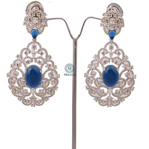 Akila Sapphire Blue CZ Designer Earrings