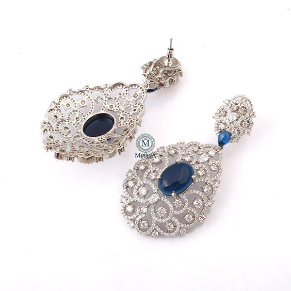 Akila Sapphire Blue CZ Designer Earrings