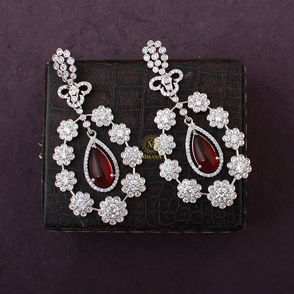 Kiera Ruby CZ Designer Earrings