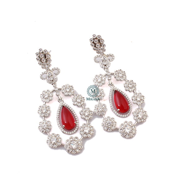 Kiera Ruby CZ Designer Earrings