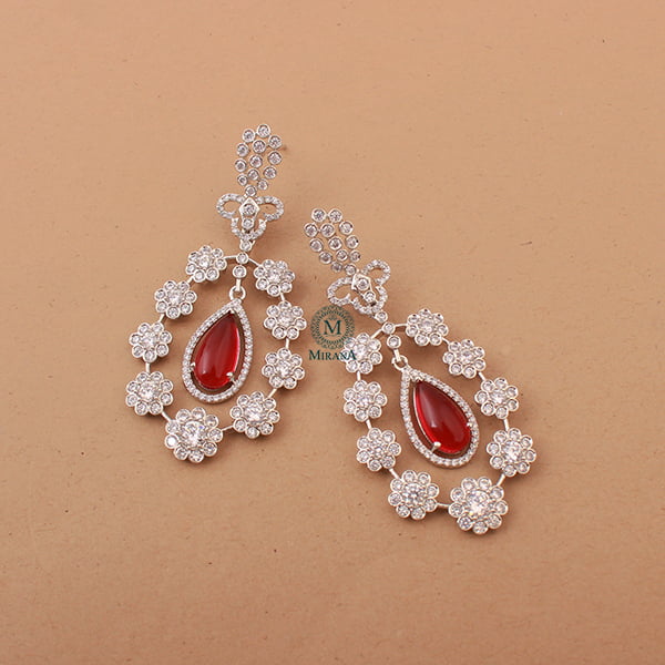 Kiera Ruby CZ Designer Earrings