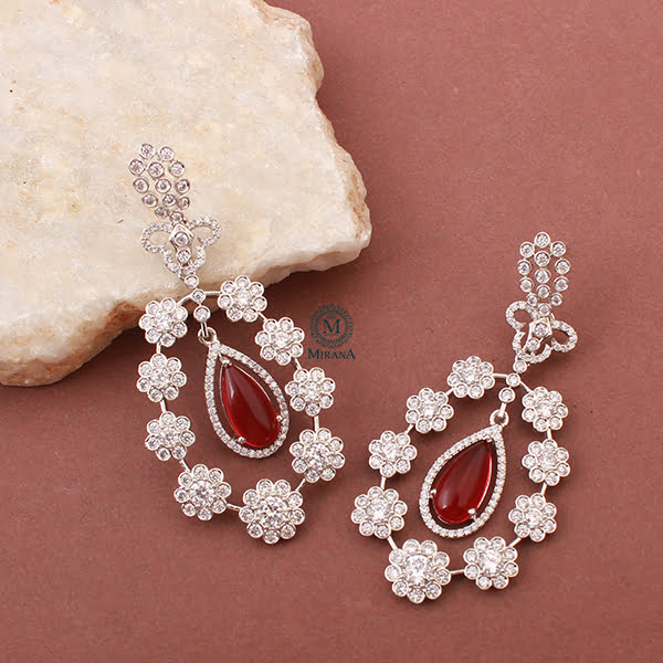 Kiera Ruby CZ Designer Earrings