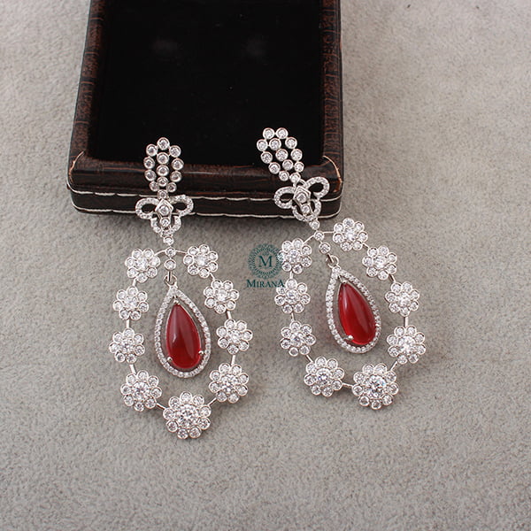 Kiera Ruby CZ Designer Earrings