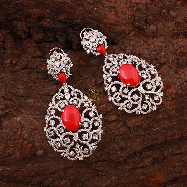 Akila Red CZ Designer Earrings