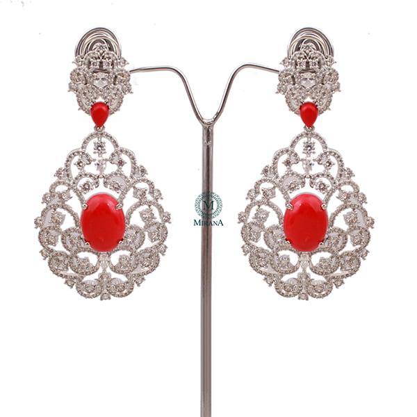 Akila Red CZ Designer Earrings