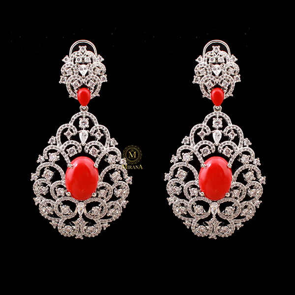 Akila Red CZ Designer Earrings