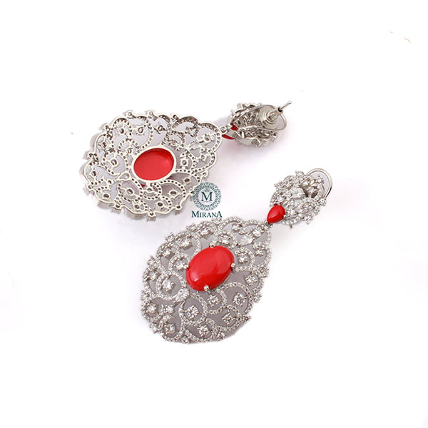 Akila Red CZ Designer Earrings