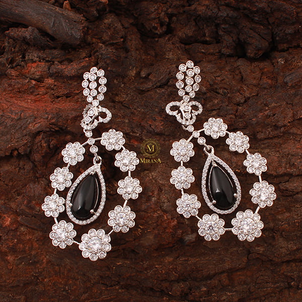 Kiera Black CZ Designer Earrings