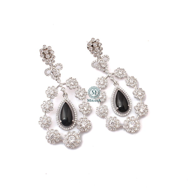 Kiera Black CZ Designer Earrings