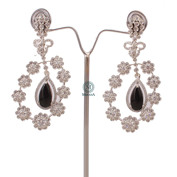 Kiera Black CZ Designer Earrings