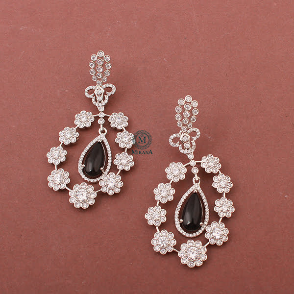 Kiera Black CZ Designer Earrings