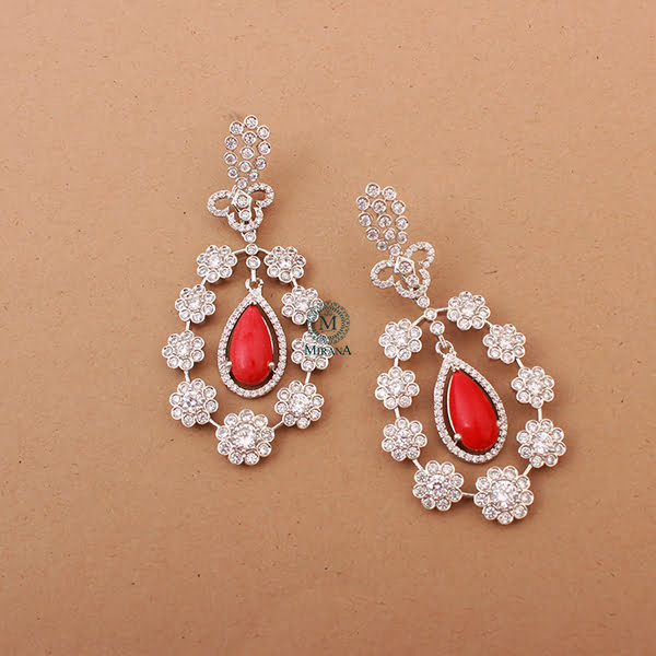 Kiera Red CZ Designer Earrings