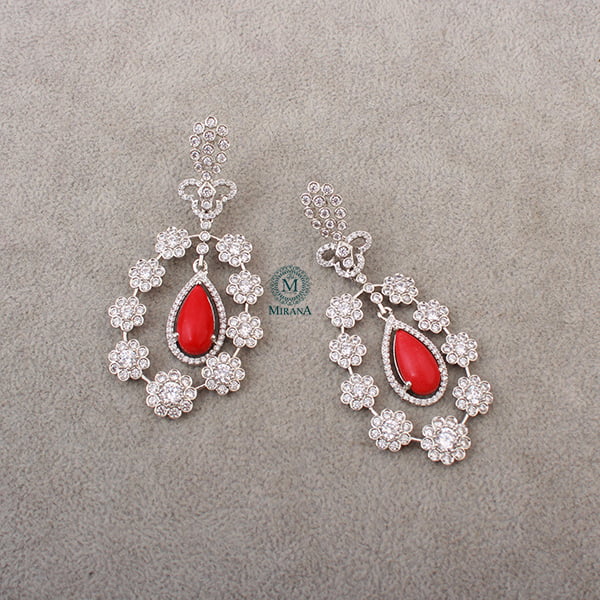 Kiera Red CZ Designer Earrings